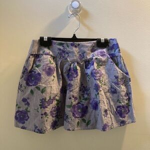 Lush Purple and Gray Floral Skirt